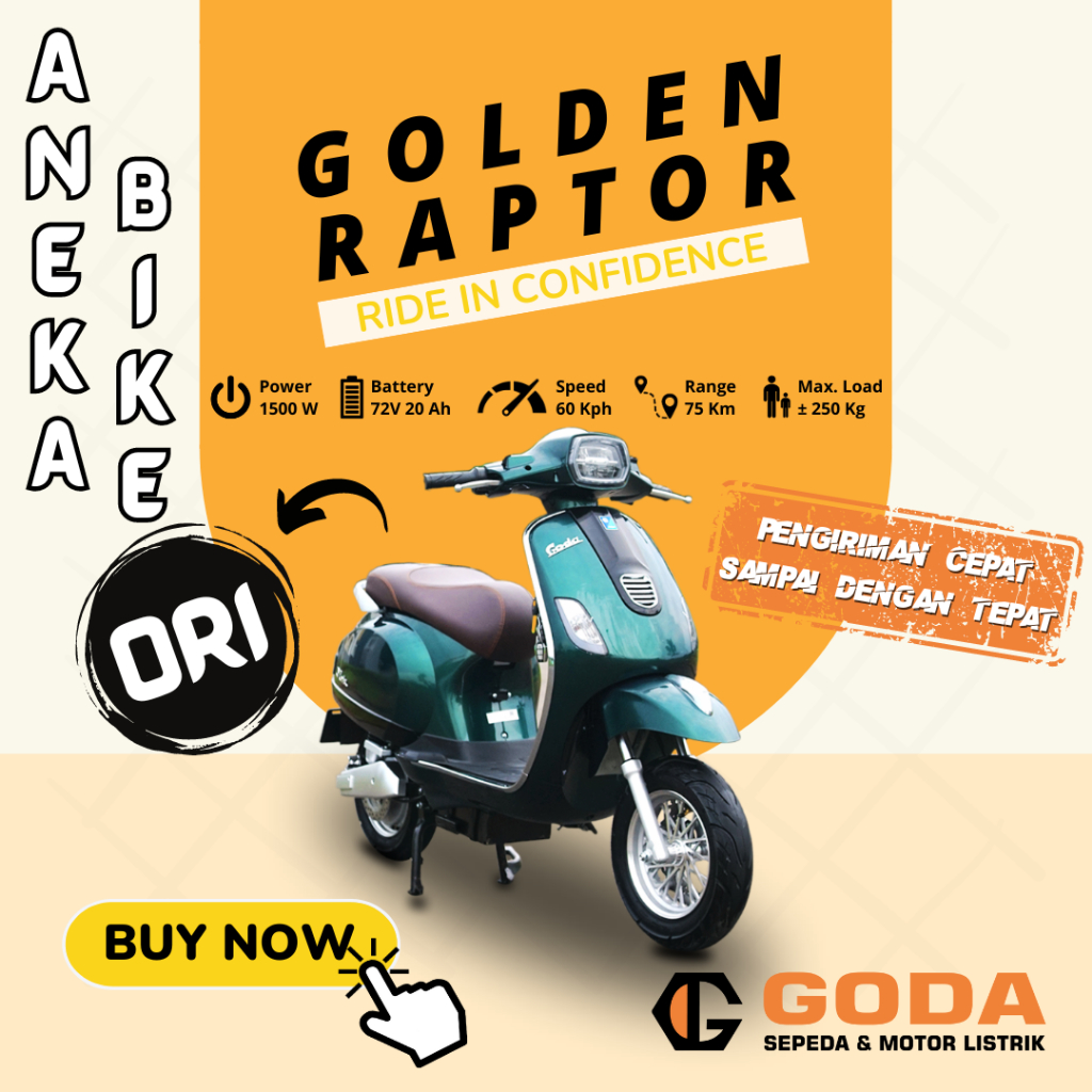 Motor Listrik GODA GD220C Garansi Resmi - GD 220C Golden Raptor - ANEKA BIKE GODA OFFICIAL