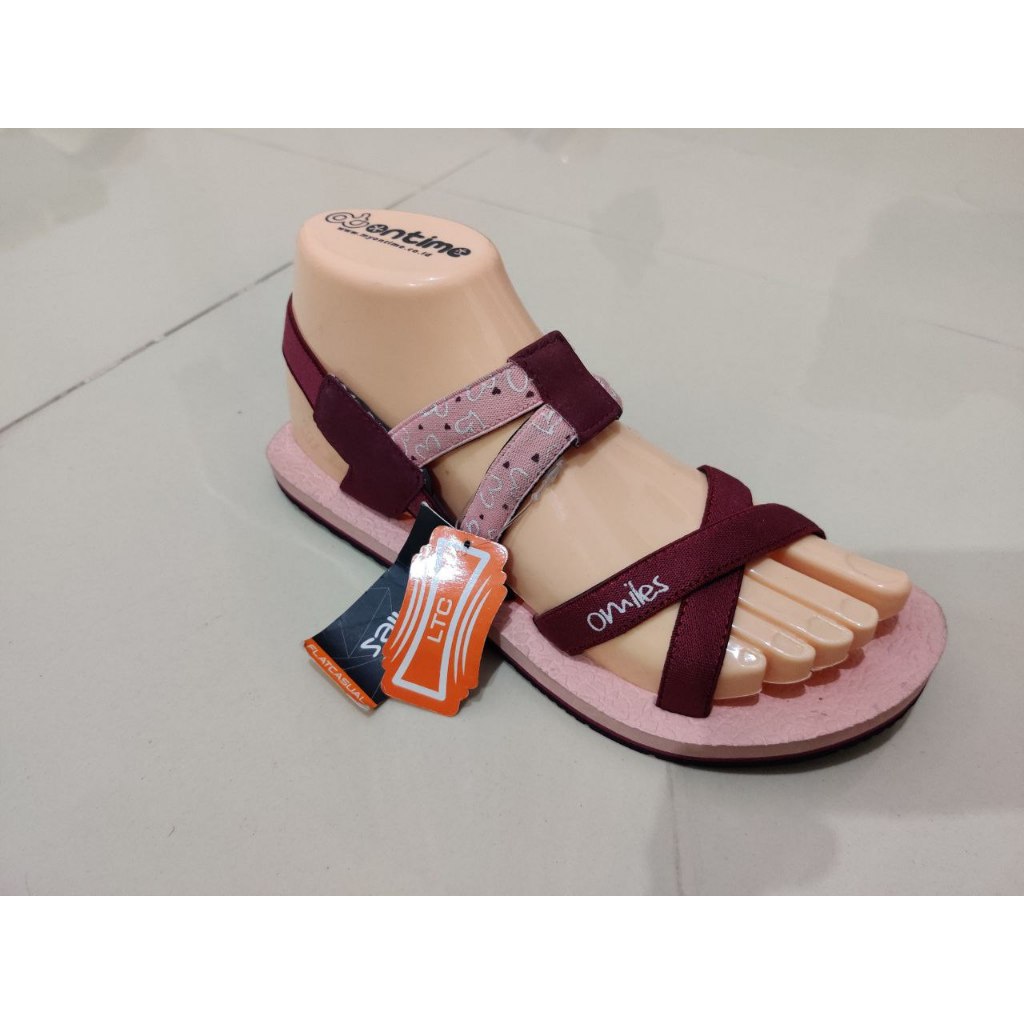 Sandal Wanita Omiles Ivanka 3 Maroon / Pink