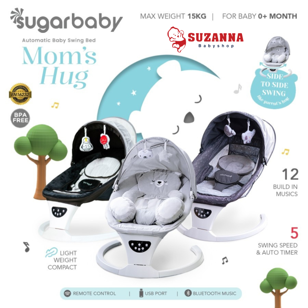 Sugar Baby Moms Hug Automatic Baby Swing Bed -- Ayunan || Bouncer Bayi