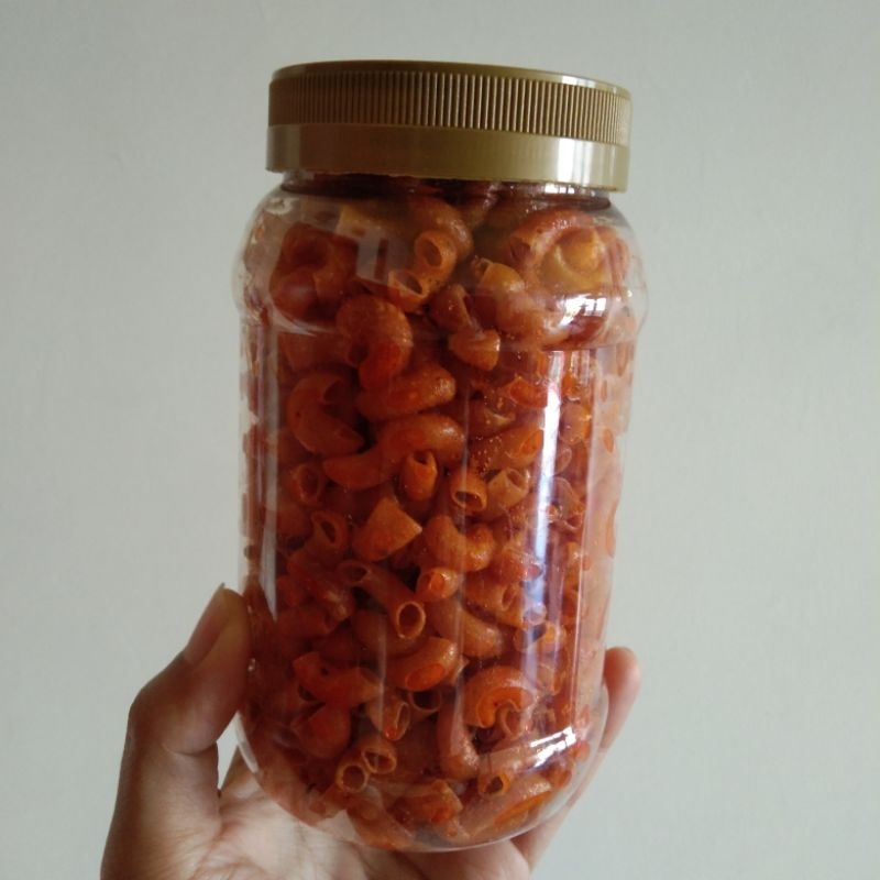 

Makaroni cikruh pedas daun jeruk kemasan botol 500ml - makanan RINGAN- Snack - cemilan -jajanan murah