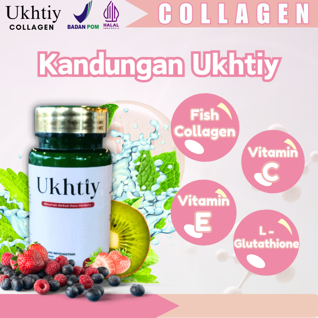 ukhty collagen drink original membantu menyamarkan keriput dan penuaan serta mengencangkan kulit per