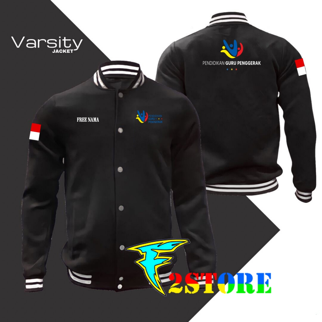 JAKET VARSITY  PENDIDIKAN GURU PENGGERAK  FREE NAMA DADA F2ASTORE