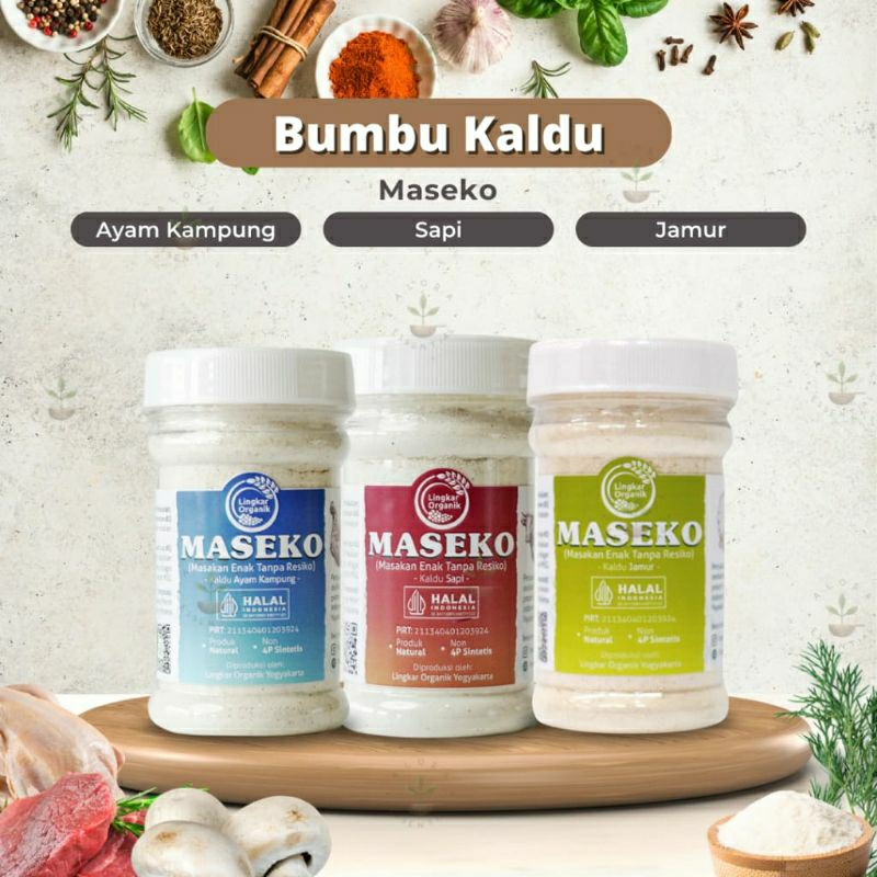 

Lingkar Organik Maseko Kaldu Ayam Kaldu Sapi Kaldu Jamur Non MSG 100gr BOTOL - Kaldu MPASI Refill juga Ada