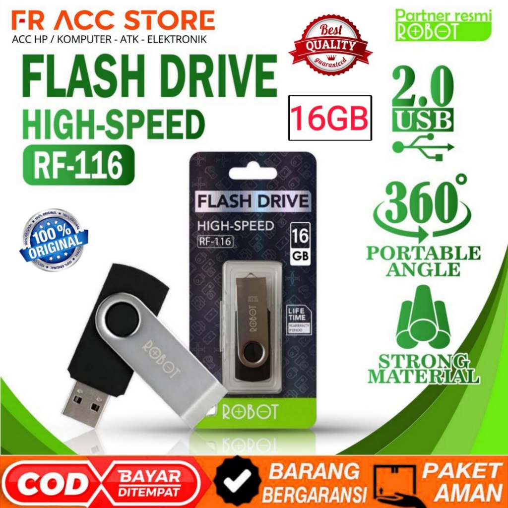Flashdisk Robot RF116 16GB Flashdisk Original 16 GB Garansi resmi