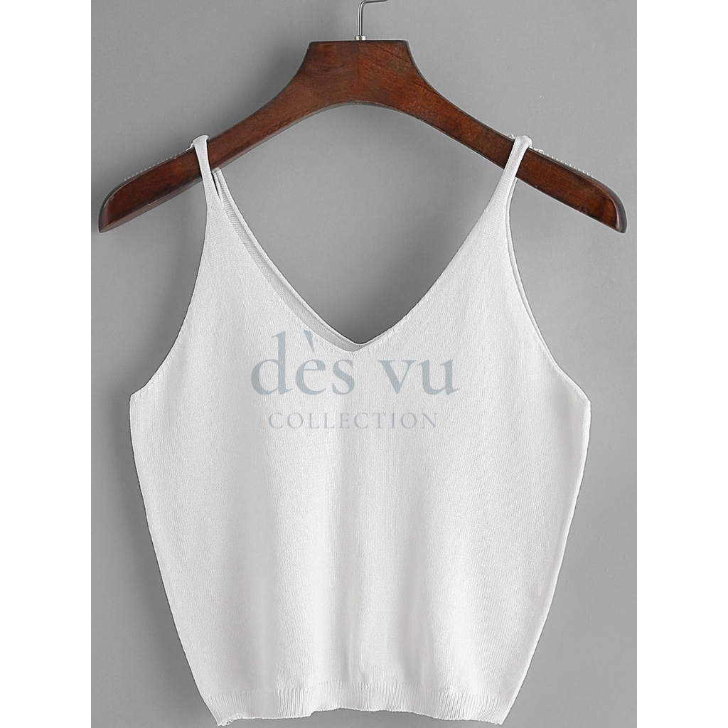 DESVU - Arctic White V-Neck Cami Crop | Baju Wanita / Atasan Wanita / Tank Top Wanita / Camisole Wan
