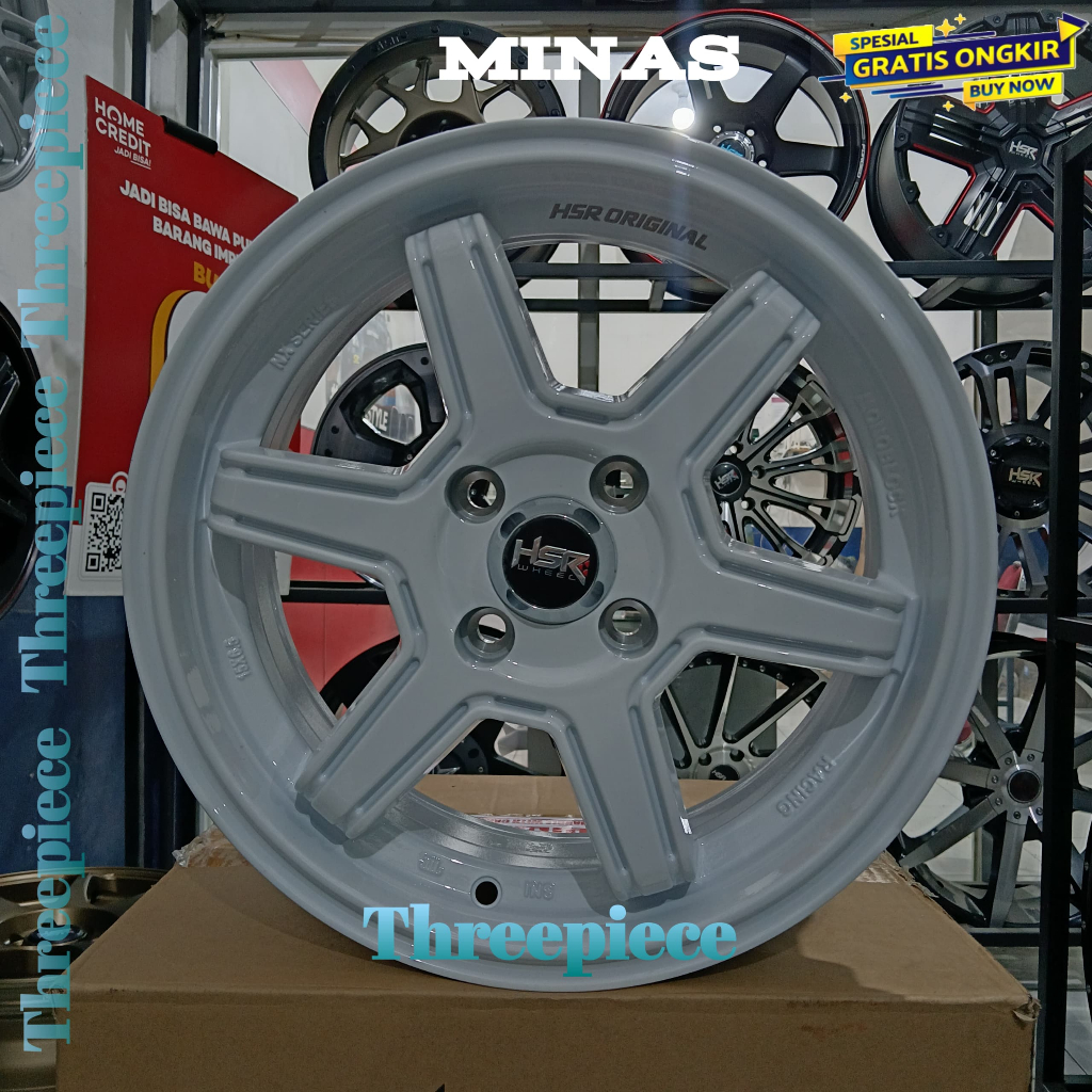 Velg Mobil HSR Minas Ring 15 Lobang 4x100 Lebar 6,5 ET 42 Putih