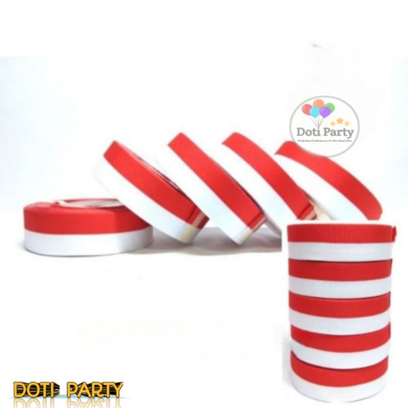 

Pita Satin Merah Putih Ukuran 1"inch / Pita Merah Putih 2,5cm