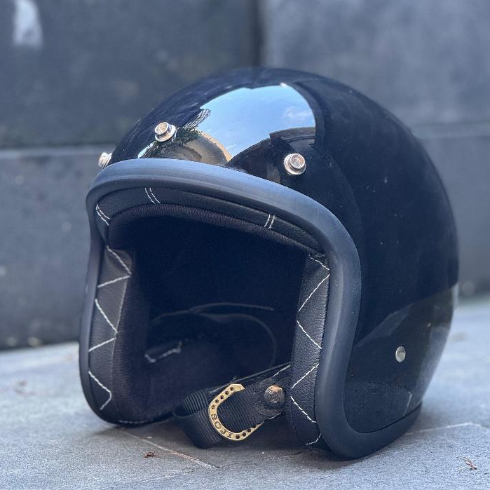 Helm Bogo Classic Original Half face Hitam Glossy - Helm Motor, Helm Pria, Helm Wanita, Helm Vespa