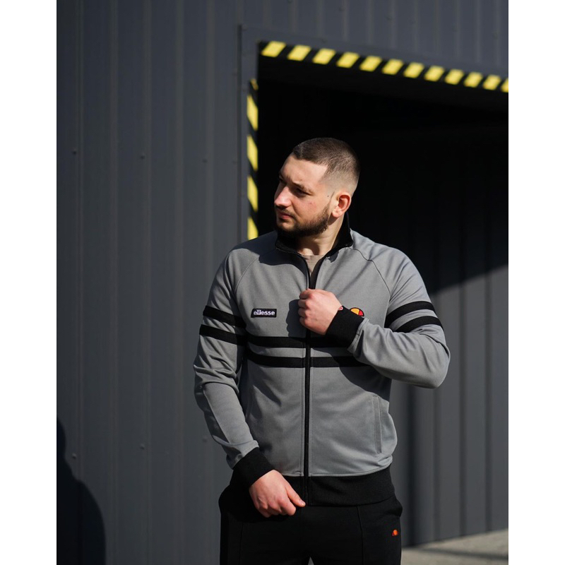 Ellesse Remini Tracktop Jacket In Grey And Black