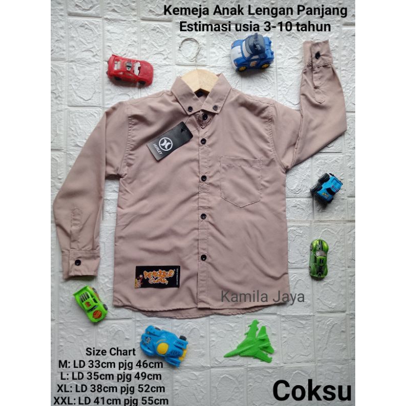 Kemeja Anak laki laki Warna Coksu lengan panjang