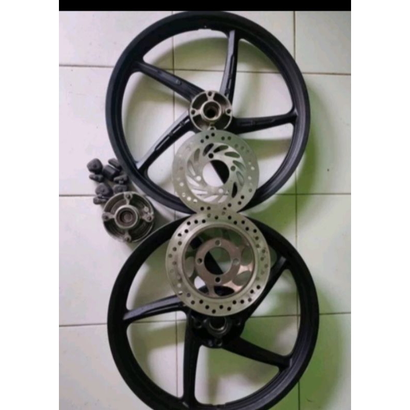 VELG SET SUPRA 125 DOUBLE DISK LENGKAP SET