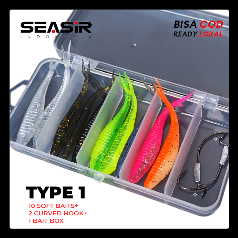 [OFFICIAL] SEASIR Umpan Soft Lure 1set Soft Bait Fishing Lure Umpan Pancing Gabus Umpan Lembut, SET 