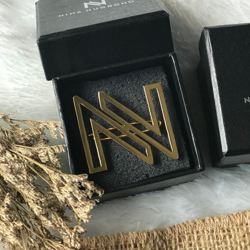Nina Nugroho - Gold Monogram Brooch