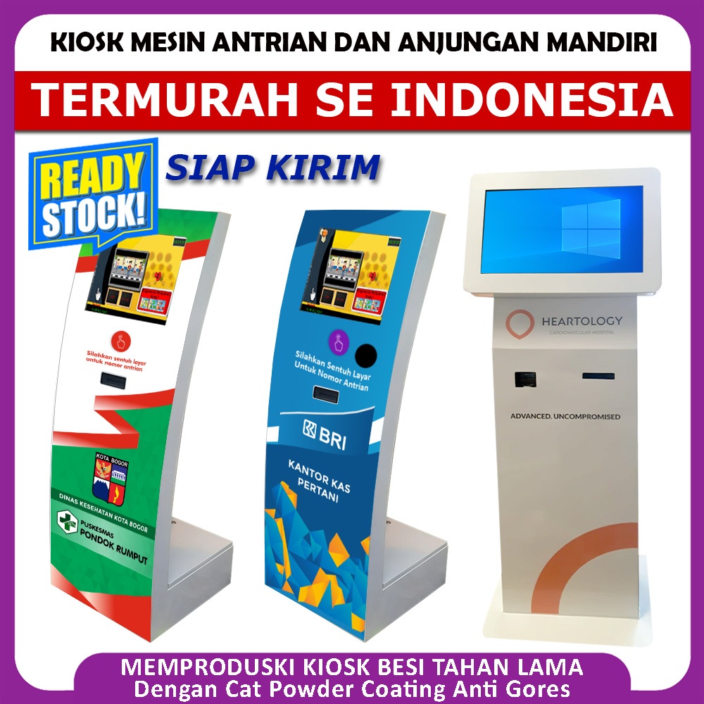 OLOGIS - Mesin Antrian Kiosk Anjungan Mandiri Touchscreen 17" Gratis Software Antrian Murah Tanpa TV