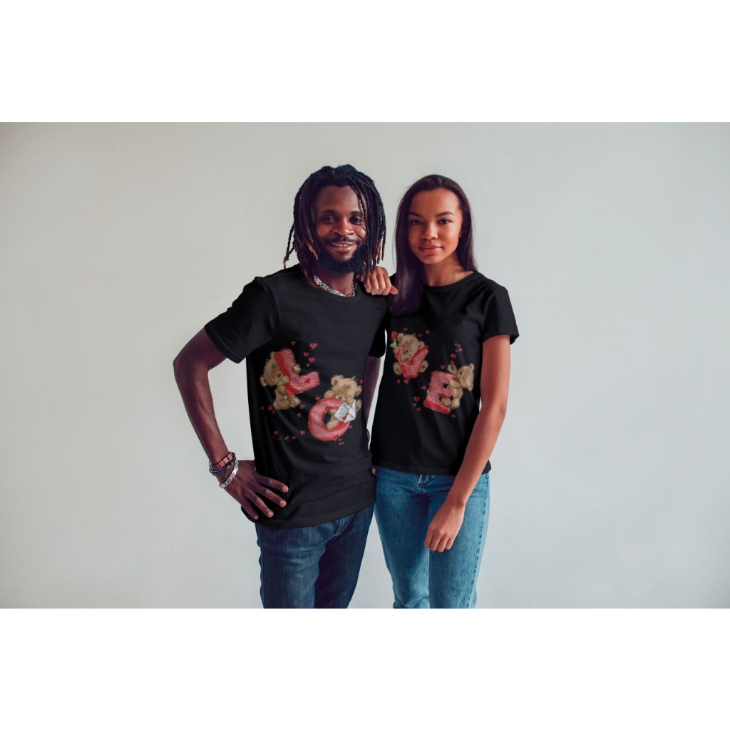 Kaos Couple Pasangan Cowo Cewek Keren Motif Love Baju Kapelan Kekinian Viral