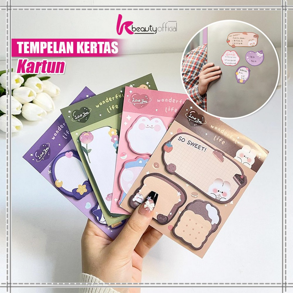 

KB-A89 Sticky Note 3 IN 1 Motif Kartun Bear Cat Kertas Memo Kombinasi Pola Hewan Lucu / Tempelan Kertas Catatan Pembatas Buku 60 Lembar Memopad