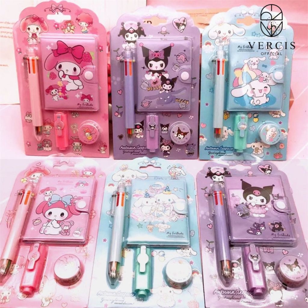 

Buku Diary Sanrio 4in1 Buku Memo Anak Sekolah Notebook Alat Tulis Anak Karakter Kuromi Cinnamoroll Melody Hadiah Ulang Tahun Anak kado Anak Souvernir