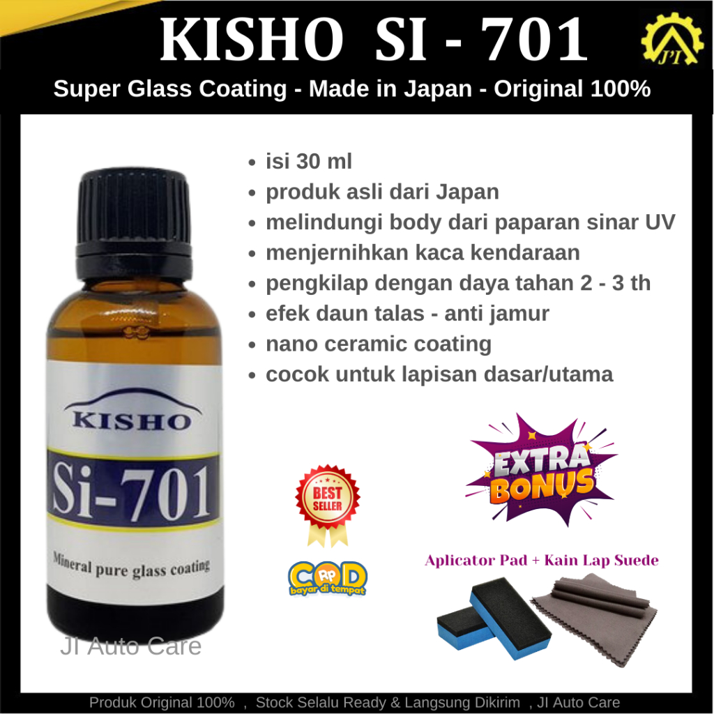 Kisho Si 701 Made in Japan 30 ml Mineral Pure Glass Coating Efek Daun Talas Nano Ceramic Coating Pro