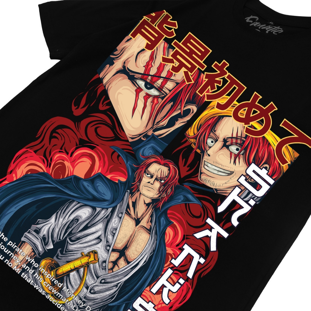 Tshirt Kaos Anime One Piece Karakter Akagami no Shankusu Shank Red Baju Distro Pria Keren Kece