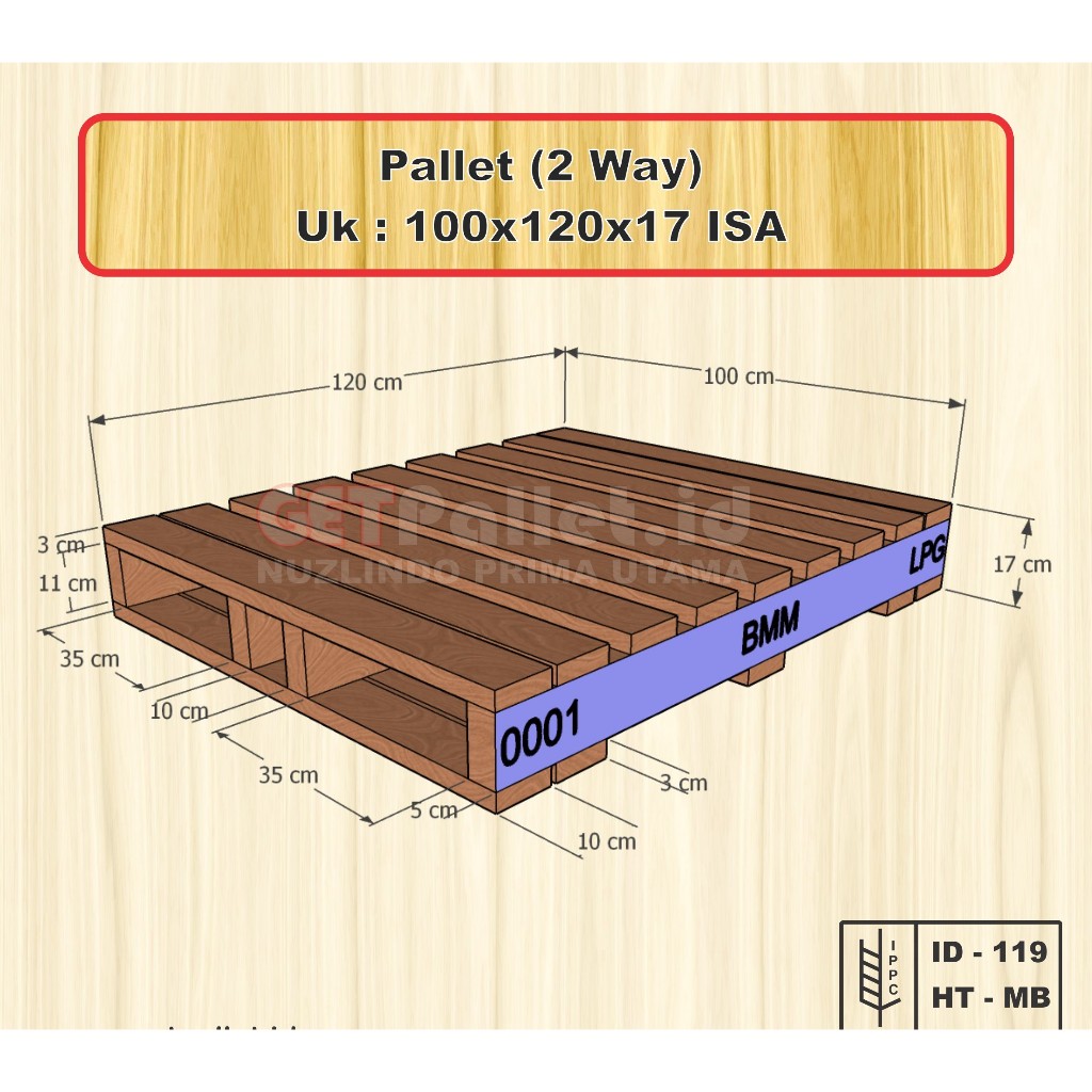 Palet Kayu 100x120/2Way