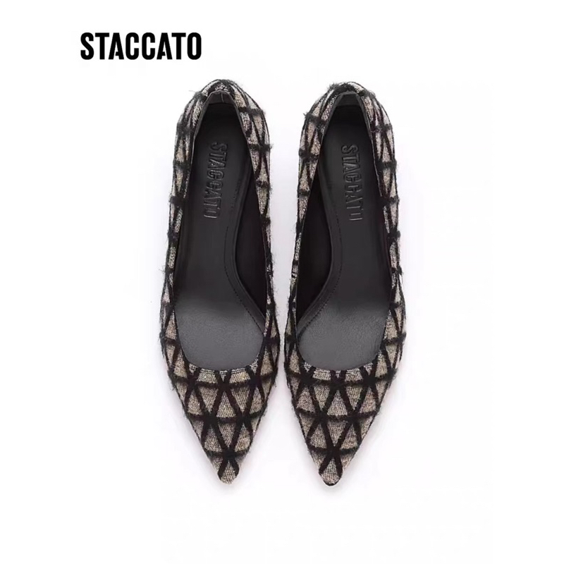 TerMurah SALE ORIGINAL OFFICIAL Staccato EDK45 Women's High Heels- Black Hak Tinggi Hitam Corak Sepa