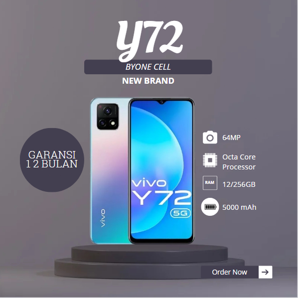 VIVO Y72 RAM 12/256GB 5G FULLSET GARANSI 12 BULAN