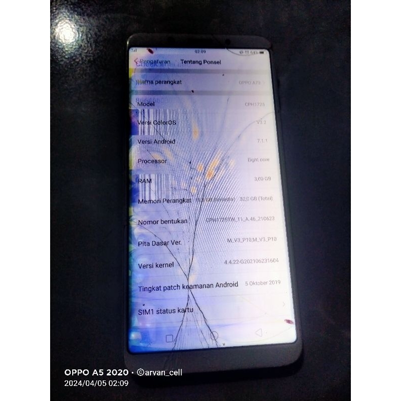 MESIN OPPO F5 CPH 1725 SEGEL SINYAL EGA KELUAR