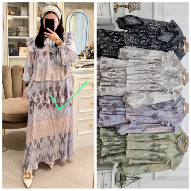 GAMIS UMPAK SATU MEIJIWANG BAHAN CERUTY PLISKET