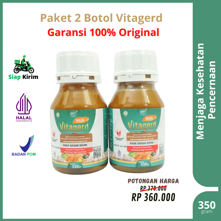 2 Botol Madu Vitagerd Herbal Asli Untuk Menjaga Kesehatan Pencernaan 100% Original