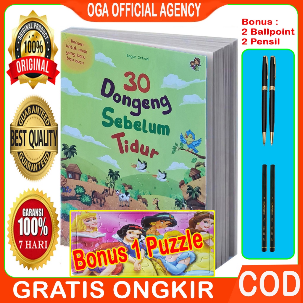 

Buku Cerita Anak - Kumpulan 30 Dongeng Sebelum Tidur - Bonus 2 Ballpoint & 2 Pensil