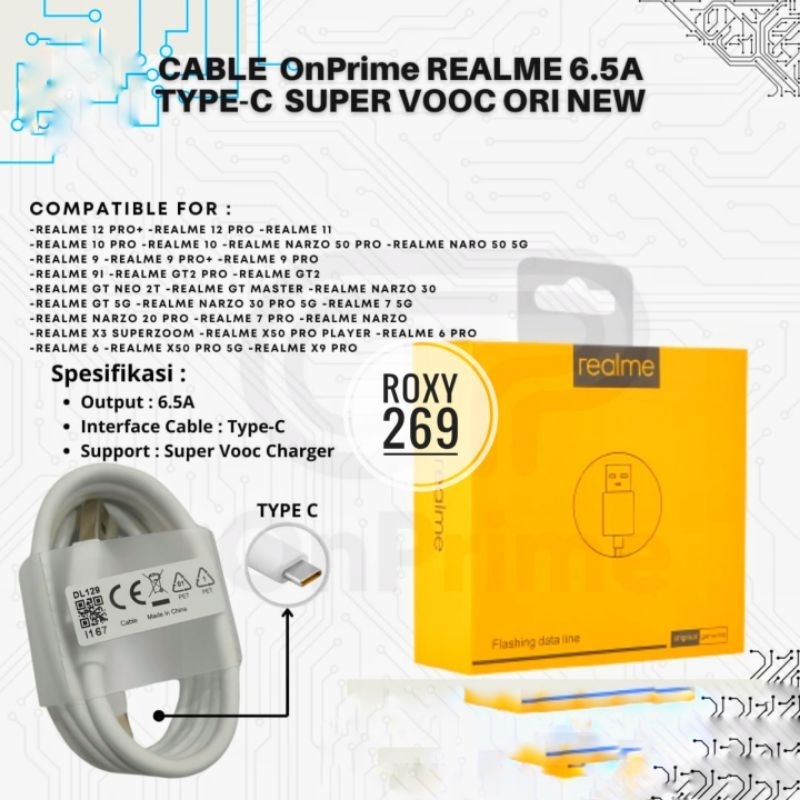Kabel Data Realme Super VOOC 6.5A Narzo 11 12 13 14 15 50 50i Original Ori Cable Charger USB C Rilme