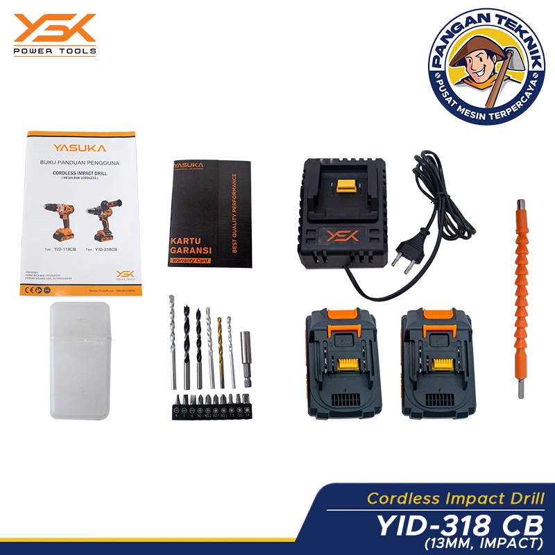 Bor Cordless Yasuka Yid-318 Cb Cordless Drill 13 Mm Battery 2Ah