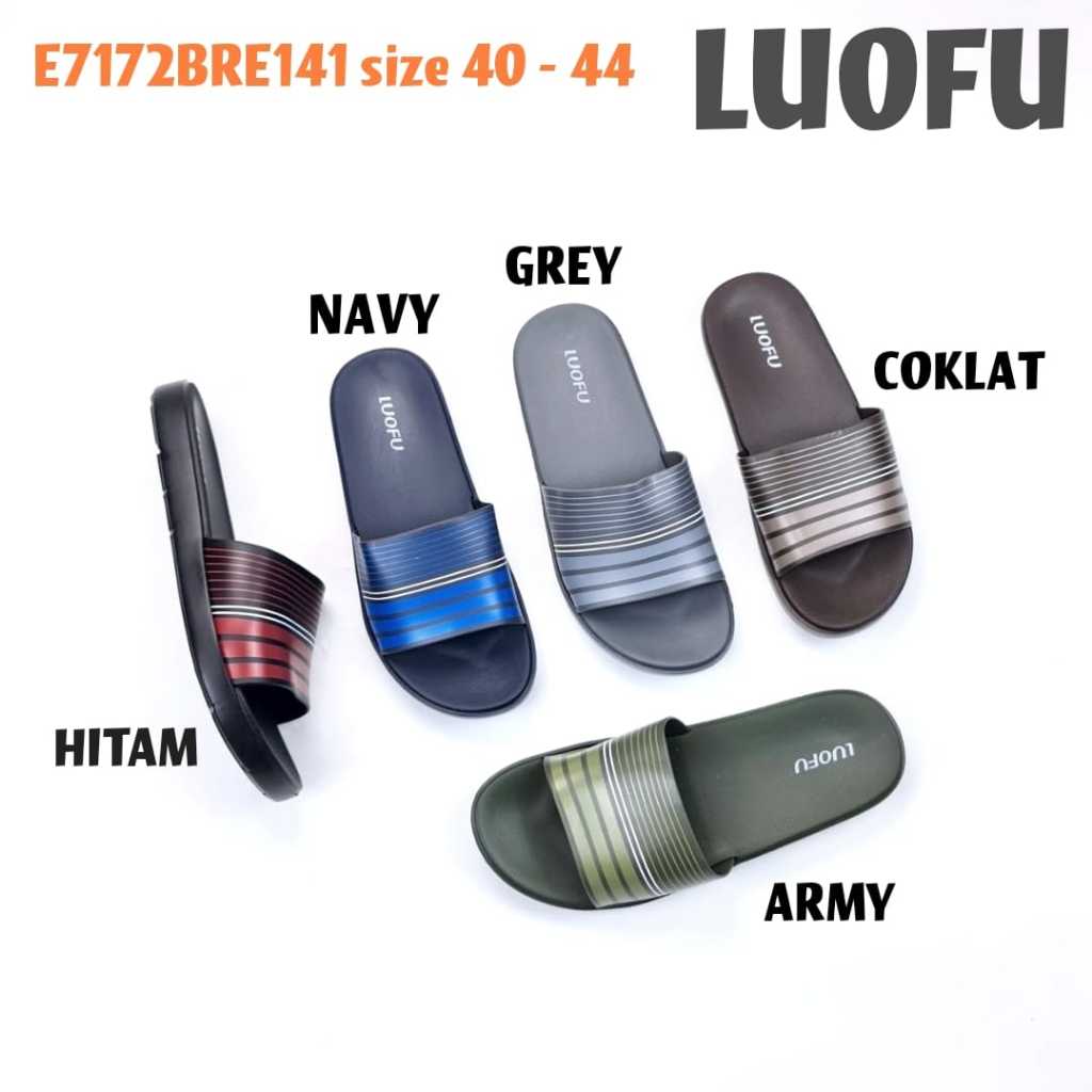 E7172BRE141 LUOFU ORIGINAL jelly sandal cowok selop luofu karet import sendal pria