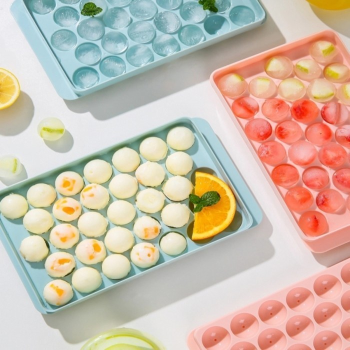 JE.ID Cetakan Es Bulat 33 Butir Cetakan Jelly Ball Cetakan Es Batu Bulat Cetakan Agar Cetakan Bulat 