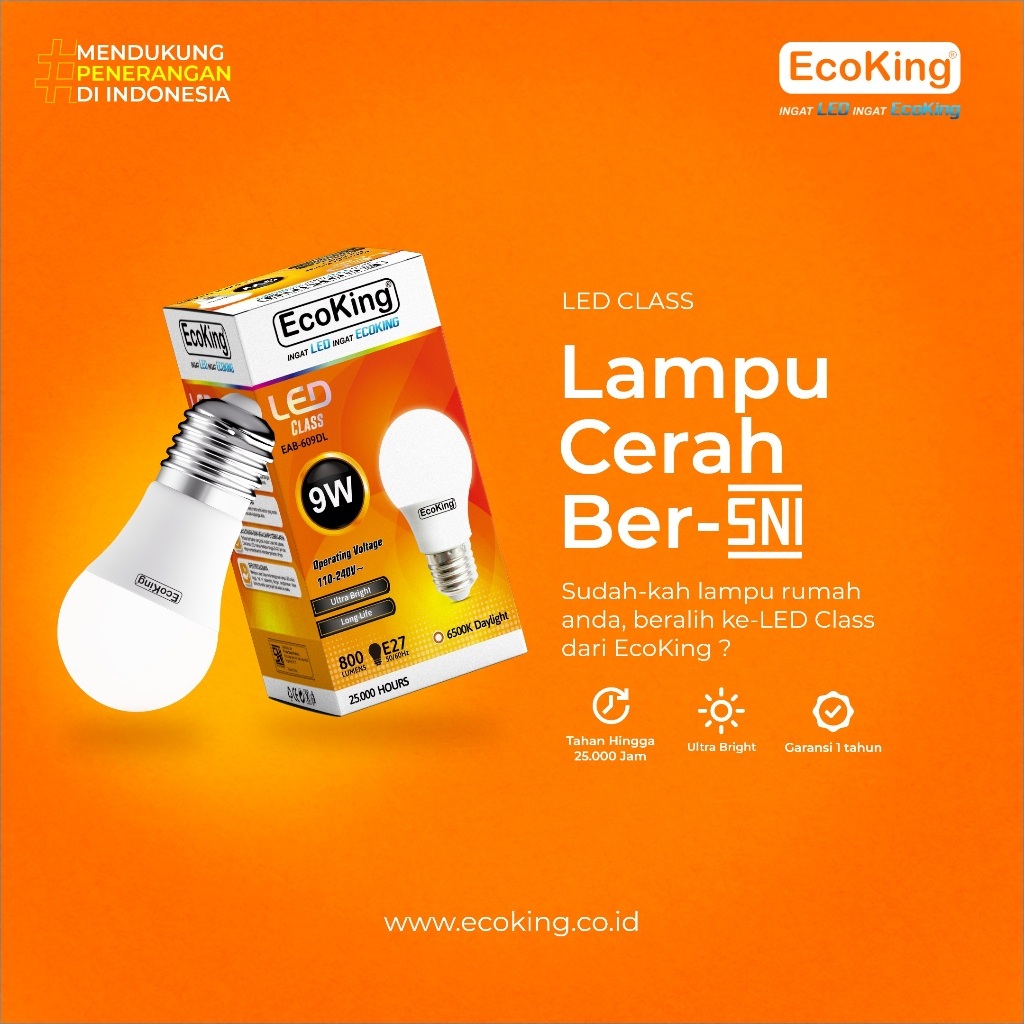 Ecoking Lampu Bohlam Led Rumah super terang LED class