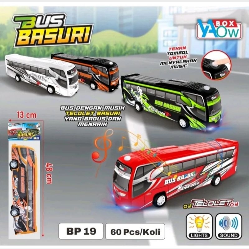 Mainan Bus Basuri Telolet Om / Mainan Bis Viral Basuri / Bis Basuri Om Telolet