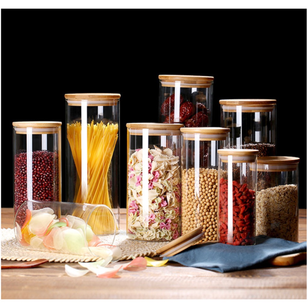 Jar Bumbu Toples Tutup Kayu Botol Rempah Toples Kaca Jar Lilin Aromatheraphy  Tempat Bumbu Kemasan S