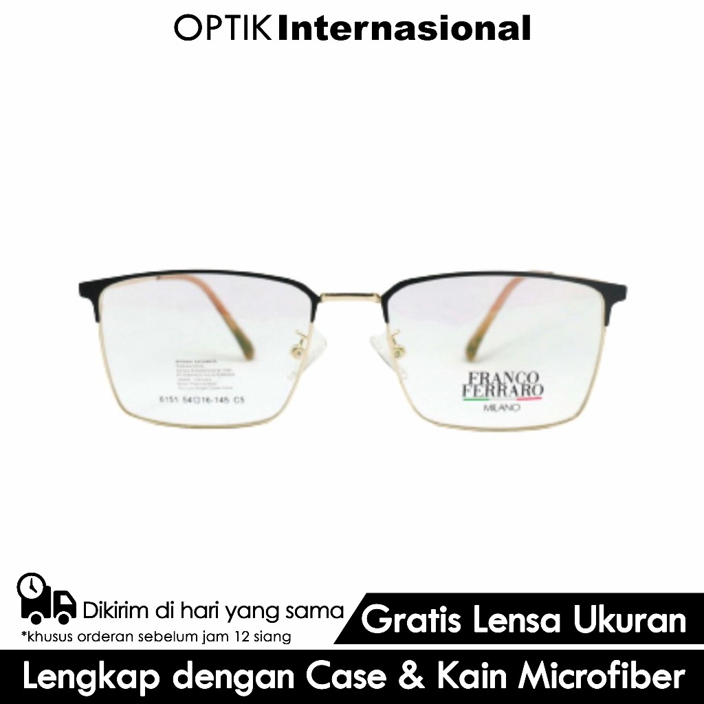 FRANCO FERRARO MILANO Kacamata  Branded Italy Unisex Original 6151