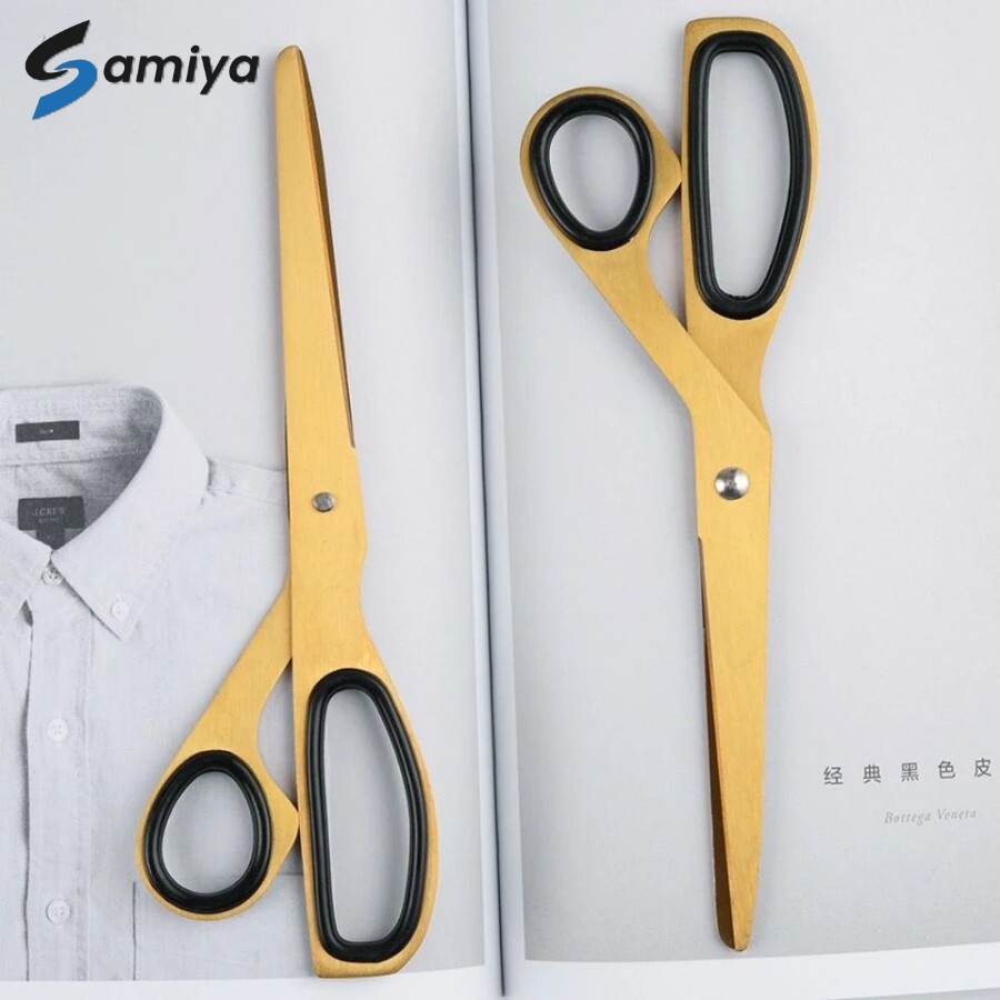 

golden scissors asymmetric korean stationery office household / gunting gold korea aesthetic