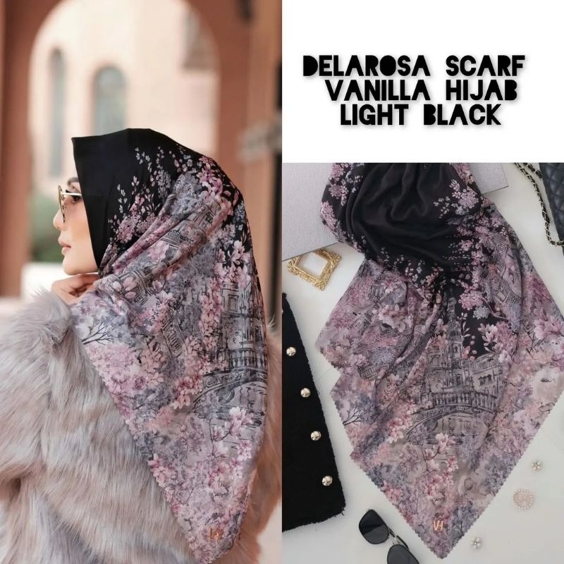 Delarosa Scarf Vanilla Hijab - Black