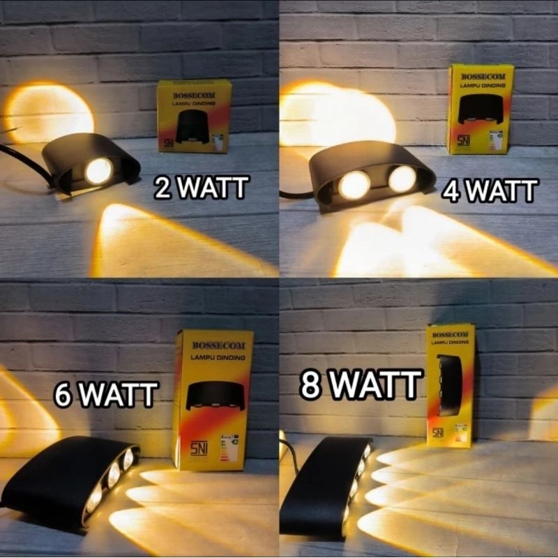 BOSSECOM LAMPU LED DINDING / TEMBOK 8 6 4 2 WATT WALL LAMP CAHAYA KUNING SNI