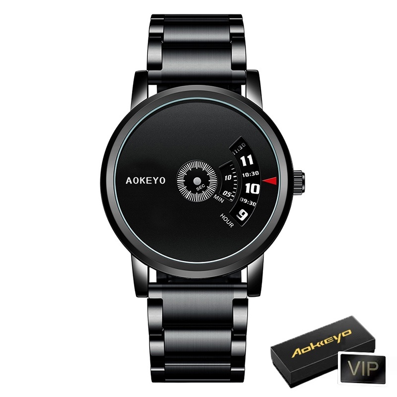 Aokeyo S230 Jam Tangan Pria Anti Air ORI Luxury Bisnis Quartz Watch（Free BOX+Kartu）-Tali Baja