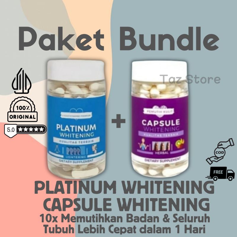 [ Paket Bundling Hemat  ] PLATINUM WHITENING + CAPSULE WHITENING | Kapsul Warna Biru & Ungu