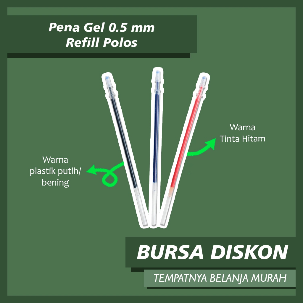 

Refill Pena Isi Ulang Pulpen Bolpen Gel Pen Tinta Refil Polos