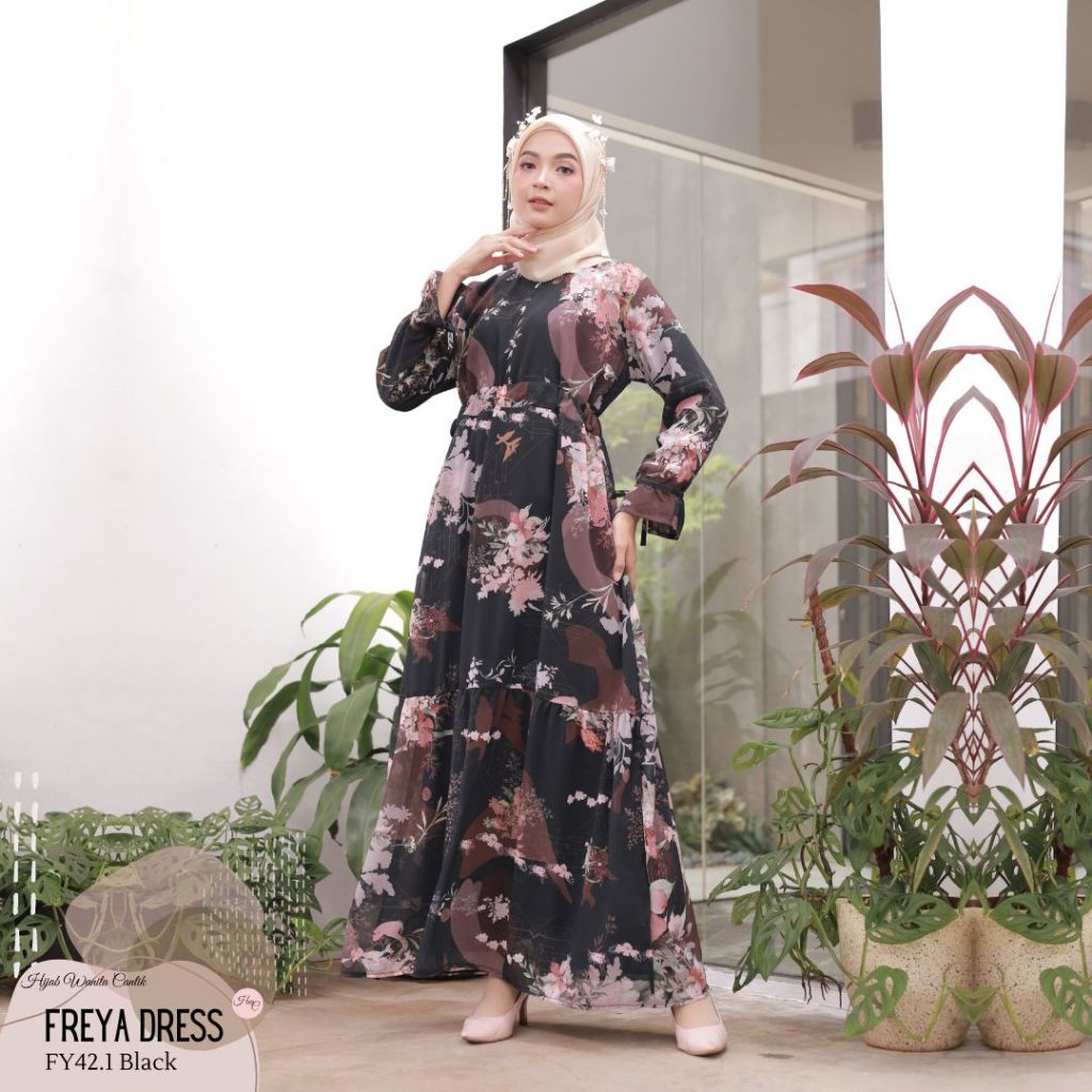 Hijabwanitacantik - Freya Dress | Dress Printing Exclusive | Gamis Pakaian Muslim