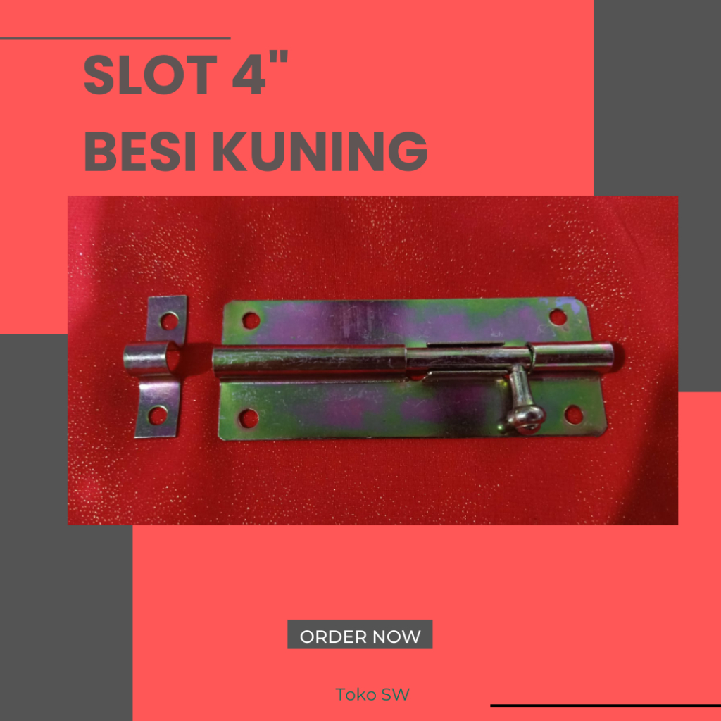 Slot pintu / slot jendela 4" besi kuning