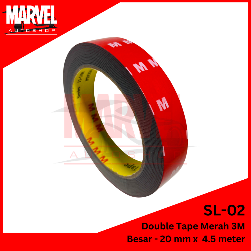 

[2 VARIASI] DOUBLE TAPE MERAH ISOLASI BOLAK BALIK EXTERIOR MOUNTING TAPE SOLASI PEREKAT TRI-M 20MM X 4.5 M 30 M