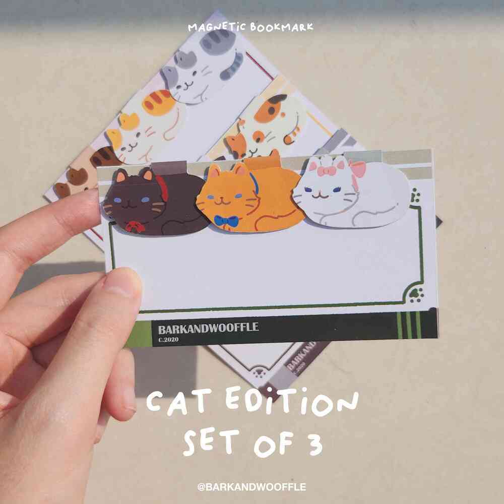 

BARK AND WOOFFLE Cat Magnetic Bookmark SET / Pembatas Buku Magnet