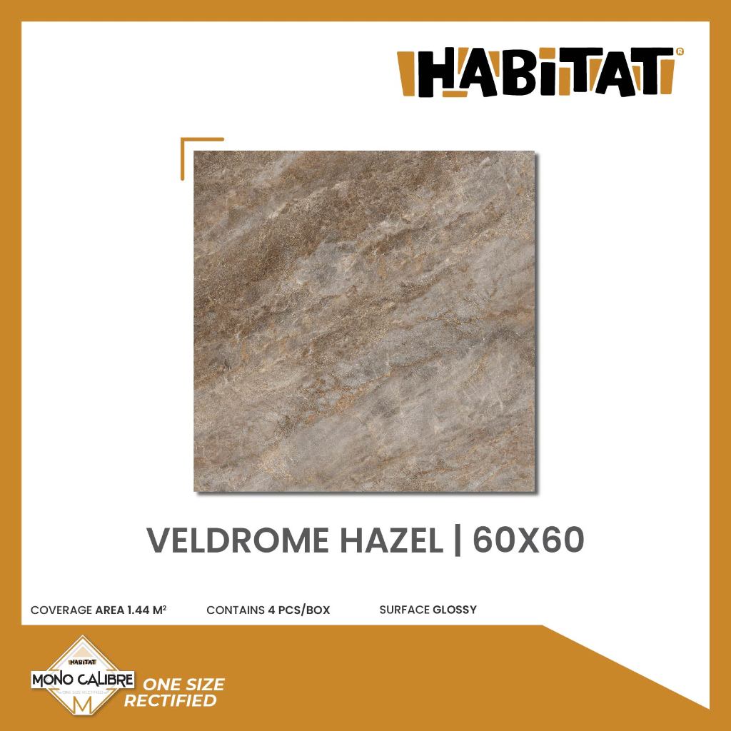 Milan Tiles - HABITAT Veldrome Hazel 60x60 Keramik Motif Marble Modern Glossy isi 4 keping