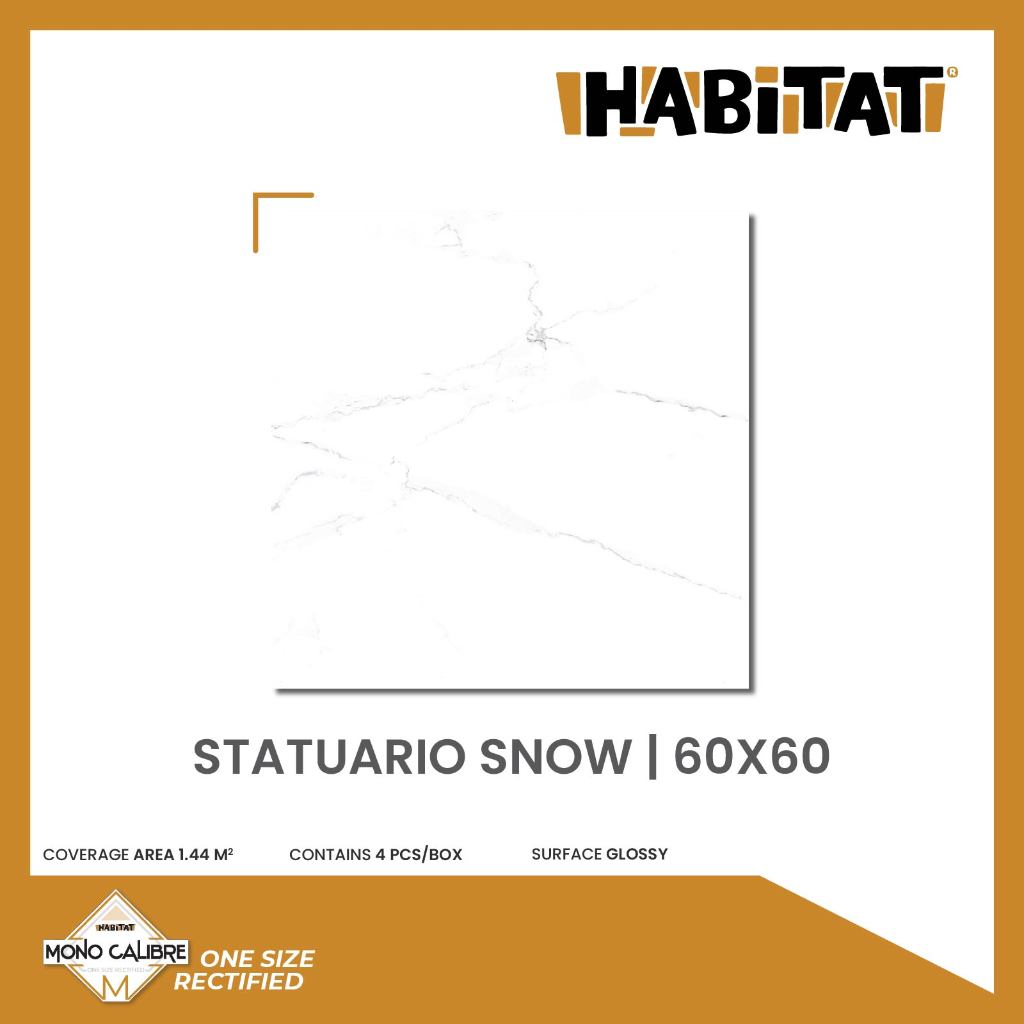 MilanTiles - HABITAT Statuario Snow 60x60 cm Keramik Motif Marble isi 4 keping